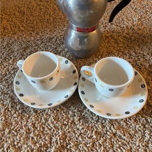 Floral Espresso Cup and Saucer Set and espresso pot